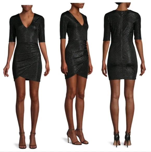 Alice + Olivia Judy Ruched Metallic Dress Size 10 NWT - Picture 3 of 14